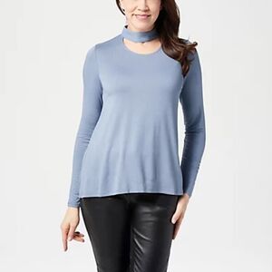 Lisa Rinna Collection Banded Neck Long Sleeve Top